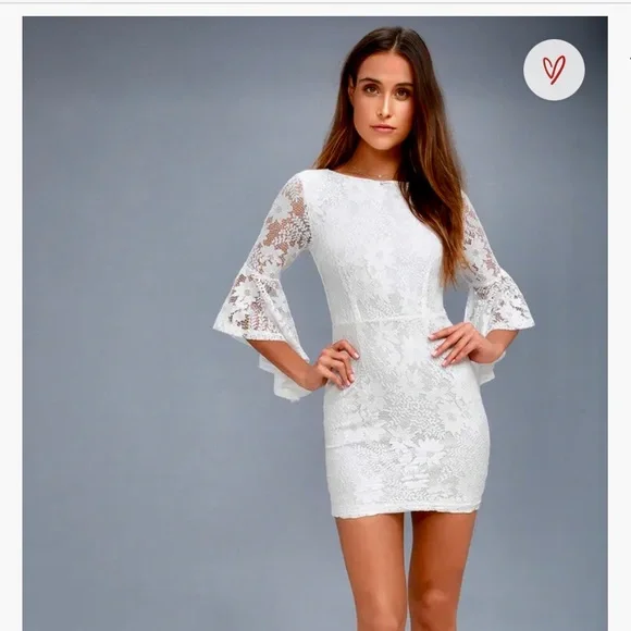 Lulus | Dresses | Bell Sleeve Lace Bodycon Dress | Poshmark